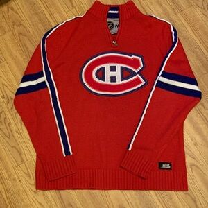 NHL Red and Blue Men's Cardigan Sweater